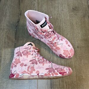 NOBULL Pink Cherry Blossom Floral High-Top Outwork Trainer M 10 / W 11.5